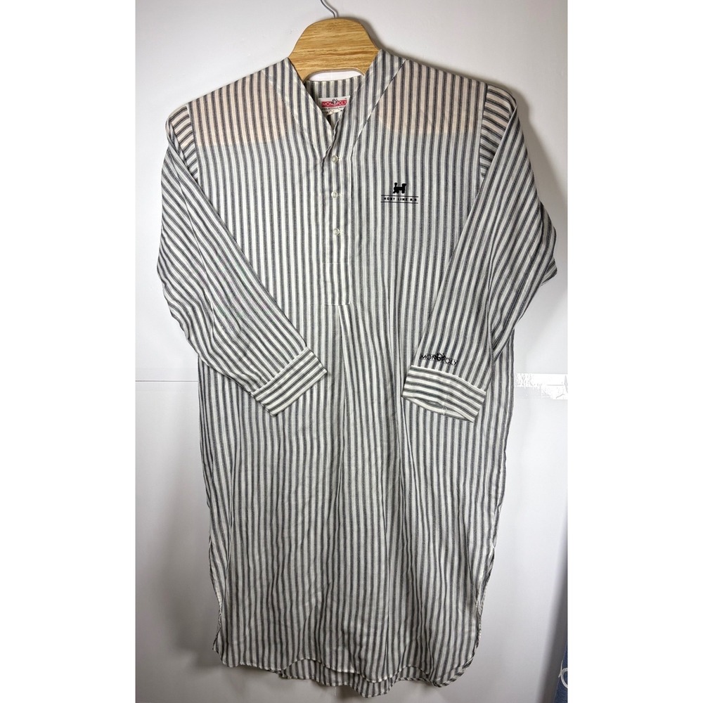 Monopoly RARE Vintage Short Line‎ Railroad Night Gown Black Stripes 1984 SZ Lg